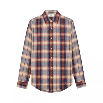 Рубашка CELINE Check Pattern Viscose Shirt 'Vanilla/Navy/Red', белый