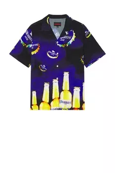Рубашка "Cerveza" в стиле кэмп от Pleasures, blue