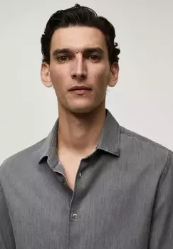 Рубашка CHAMBRE Mango, серый деним