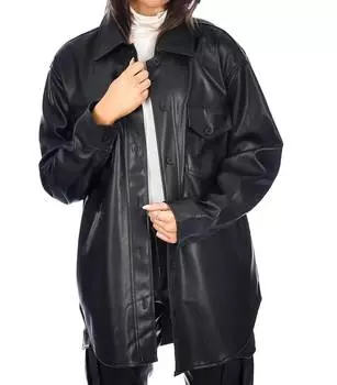 Рубашка Charlene Vegan Leather черного цвета RD Style