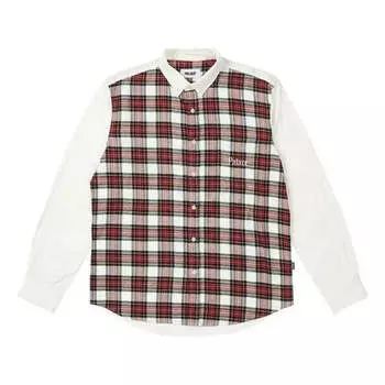 Рубашка check panel chambray shirt 'white' Palace, бежевый