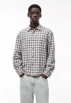 Рубашка CHECKED PULL&BEAR, серый