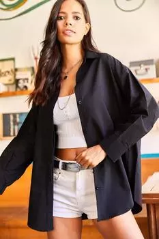 Рубашка - Черная - Oversize Olalook, черный