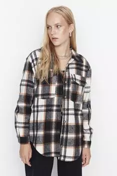 Рубашка - Черная - Oversize Trendyol, черный