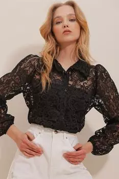 Рубашка – черная – стандартного кроя Trend Alaat Stili, черный