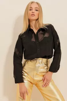 Рубашка – черная – стандартного кроя Trend Alaat Stili, черный