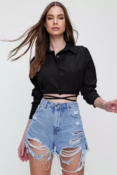 Рубашка - Черный - Приталенный крой Trend Alaat Stili, черный