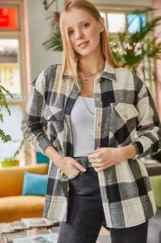 Рубашка - Черный - Свободный крой Olalook, черный