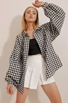 Рубашка - Черный - Свободный крой Trend Alaat Stili, черный