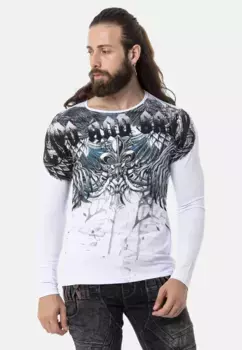 Рубашка Cipo & Baxx с длинными рукавами и крупным принтом, белый