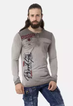 Рубашка Cipo & Baxx с длинными рукавами и стильными принтами, антрацит