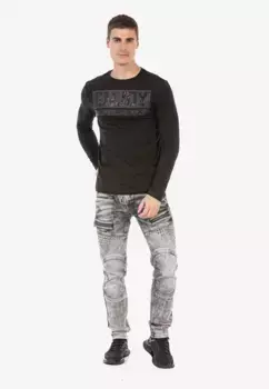 Рубашка Cipo & Baxx с длинными рукавами и изысканными аппликациями, черный