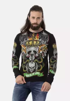 Рубашка Cipo & Baxx с длинными рукавами и крупным принтом, черный