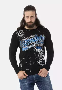 Рубашка Cipo & Baxx с длинными рукавами и крупным принтом спереди, черный