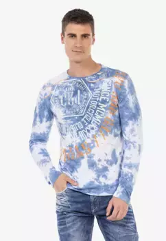 Рубашка Cipo & Baxx с длинными рукавами и модным принтом спереди, синий