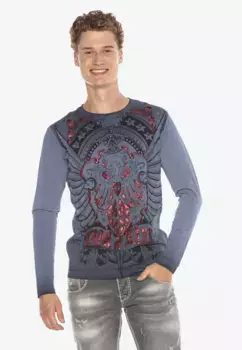 Рубашка Cipo & Baxx с длинными рукавами и крутым принтом, синий