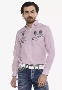 Рубашка Cipo & Baxx с длинными рукавами и модной вышивкой, розовый