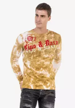 Рубашка Cipo & Baxx с длинными рукавами и крупным фирменным принтом спереди, цвет Senf