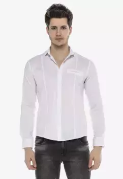 Рубашка Cipo & Baxx с длинными рукавами и стильной планкой на кнопках, белый