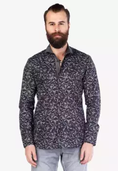 Рубашка Cipo & Baxx с длинными рукавами и современным узором, серый