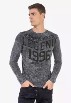 Рубашка Cipo & Baxx с длинными рукавами и классными принтами, антрацит