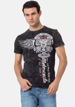 Рубашка Cipo & Baxx с круглым вырезом, антрацит