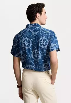 Рубашка CLASSIC FIT COTTON LINEN CAMP SHIRT Ralph Lauren, синий