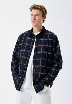Рубашка CLASSIC NECK BUTTONED LONG SLEEVE CHECK PLAID Koton, цвет dark blue