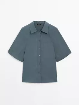 Рубашка Co-Ord с деталями на рукавах Massimo Dutti, зелеый