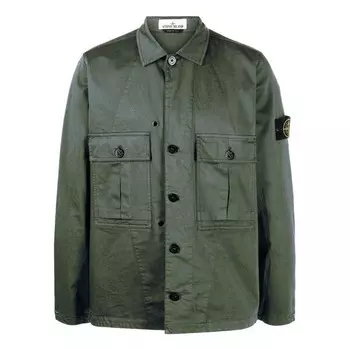 Рубашка collared button-up shirt 'army green' Stone Island, зеленый