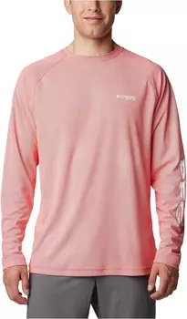 Рубашка Columbia PFG Terminal Deflector Long Sleeve Shirt, цвет Bright Poppy/White