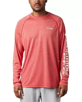 Рубашка Columbia Terminal Tackle Heather Long Sleeve, цвет Red Spark Heather/White Logo