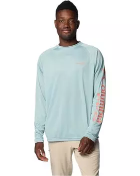 Рубашка Columbia Terminal Tackle Heather Long Sleeve Shirt, цвет Crushed Blue Heather/Faded Peach Logo