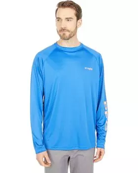 Рубашка Columbia Terminal Tackle L/S, цвет Vivid Blue/Bright Nectar Logo