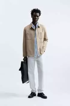 Рубашка comfort с карманами ZARA