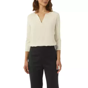 Рубашка Comma с длинными рукавами и V-образным вырезом, бежевый