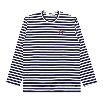Рубашка Comme des Garons PLAY Double Heart Striped Shirt 'White/Navy', белый
