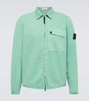 Рубашка compass из хлопковой парусины Stone Island, зеленый