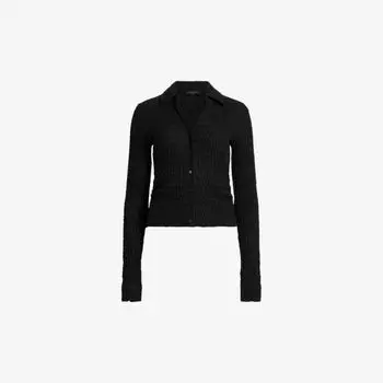 Рубашка connie узкого кроя из эластичного хлопка с v-образным вырезом Allsaints, черный