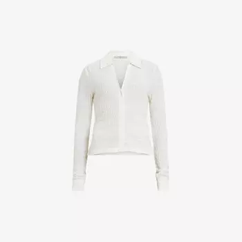 Рубашка connie узкого кроя из эластичного хлопка с v-образным вырезом Allsaints, белый