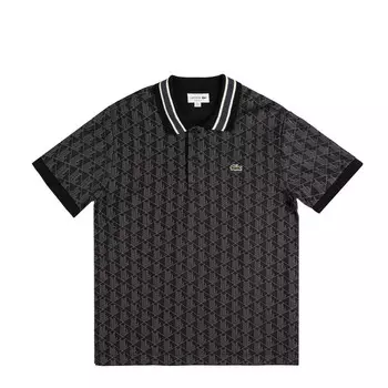 Рубашка contrast collar monogram polo shirt Lacoste, черный