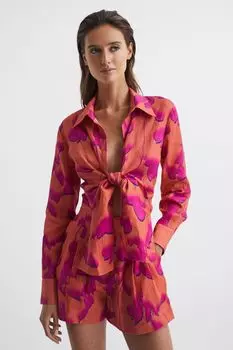 Рубашка Corrine с завязками спереди Reiss, розовый