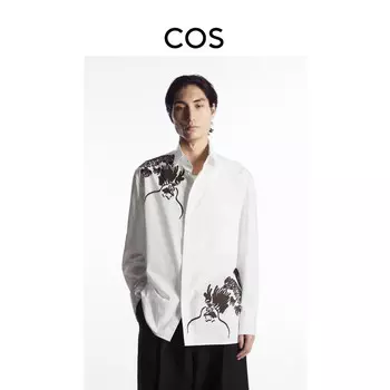 Рубашка Cos Unisex Year of the Dragon стандартного кроя, белый / темно - коричневый