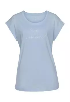 Рубашка Cosy Dreams, принт, круглый вырез, женская LASCANA, синий