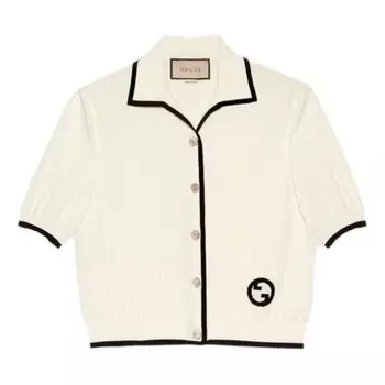 Рубашка cotton cardigan with interlocking g 'ivory' Gucci, белый