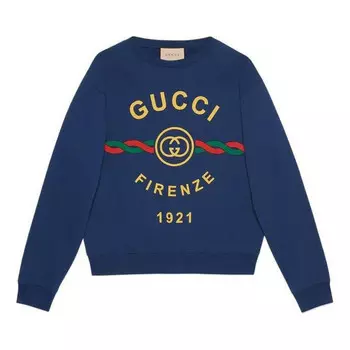 Рубашка cotton firenze 1921 sweatshirt 'blue' Gucci, синий