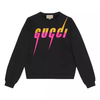 Рубашка cotton jersey printed sweatshirt with blade print 'black' Gucci, черный