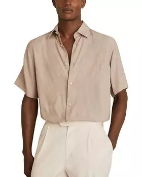 Рубашка Coupe с цветочным жаккардом REISS, коричневый/бежевый