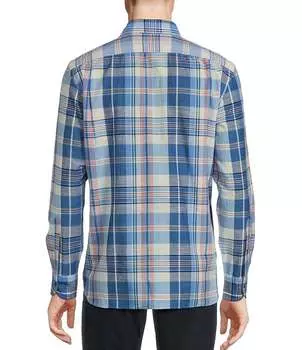 Рубашка Cremieux Blue Label из выстиранного поплина в клетку с длинными рукавами, синий