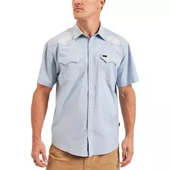 Рубашка crosscut deluxe на кнопках Howler Brothers, цвет seagrass/faded blue microstripe